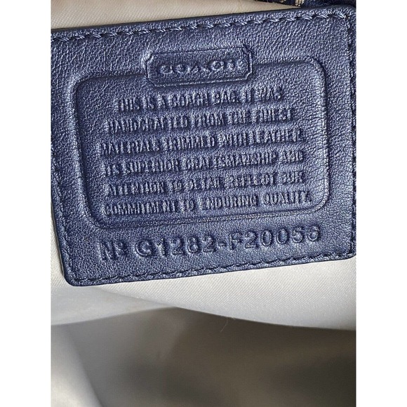 COACH Sophia Cobalt Navy Blue Dotted OP Signature Shoulder Satchel Retired style - Picture 9 of 12